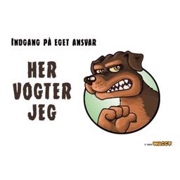 Her Vogter Jeg Waggy Skilt med Rottweiler